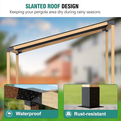 HAYOHRT 15° Pergola Brackets 75° Corner Bracket with Post Base Gazebo Kit for 4x4'' (Actual 3.5x3.5 in) Wooden Beams Lumber Gazebos Patio Pergola Sheds - size: 2P 15° Bracket + 2P 75° Bracket + 4P Base
