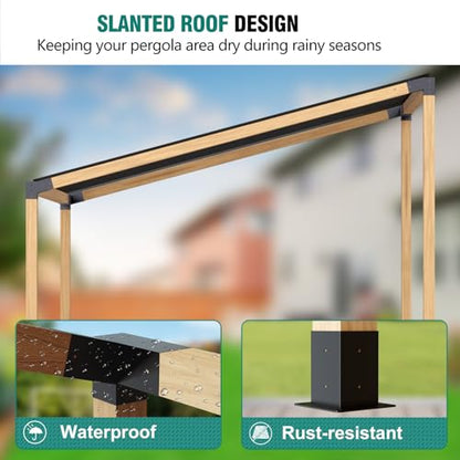 HAYOHRT 15° Pergola Brackets 75° Corner Bracket with Post Base Gazebo Kit for 4x4'' (Actual 3.5x3.5 in) Wooden Beams Lumber Gazebos Patio Pergola Sheds - size: 2P 15° Bracket + 2P 75° Bracket + 4P Base