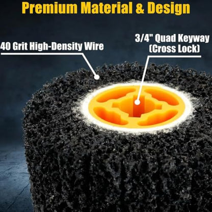 4.5" x 4" Abrasive Sanding Drum, 40 Grit, 3/4" Quad Keyway