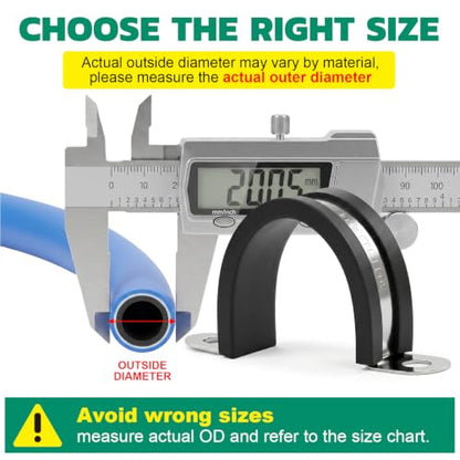 OURU 2.5 Inch Pipe Strap Fits 2.52"/63.9-64mm OD, Rubber U Bracket,6PCS - size: 2.5"