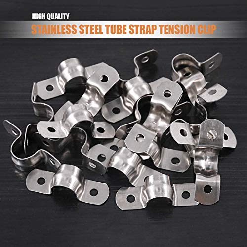 Keadic 30Pcs M20 Two Hole Strap U Bracket Tube Strap Tension Clips Stainless Steel Heavy Duty Rigid Pipe Strap Clamp, for Pipe Fixing - size: 3/4"-30pcs