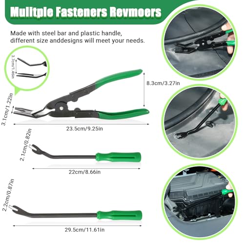 Uolor 415Pcs Trim Removal Tool, Car Panel Door Radio Removal Kit, Auto Push Pin Bumper Retainer Clip Set, Fastener Terminal Remover Tool Adhesive Cable Clips Auto Clip Pliers