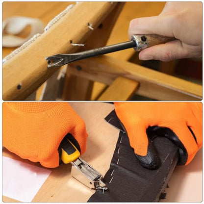 Upholstery Staple Remover, 4" V Curved Construction Staple Puller Staple Nail Tack Tool for Furniture Wooden Floor Photo Frame, Yellow