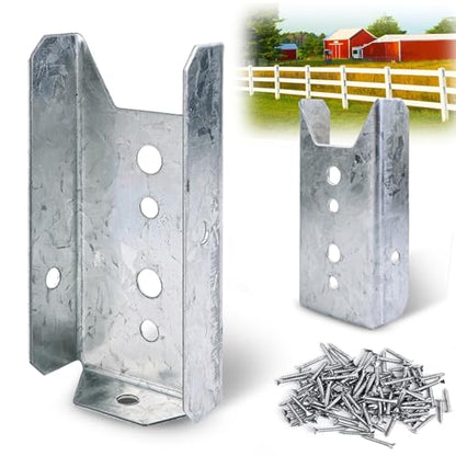 LukLoy 60 Pack 2x4 Brackets for Wood Rail, Fence Brackets Repair Kit Galvanized, Deck Railing Bracket Connectors for 2"×4"(Actually 1.5"x3.5") Wood Post, Includes 420PCS 304 Stainless Steel Screws - style: Galvanized-60