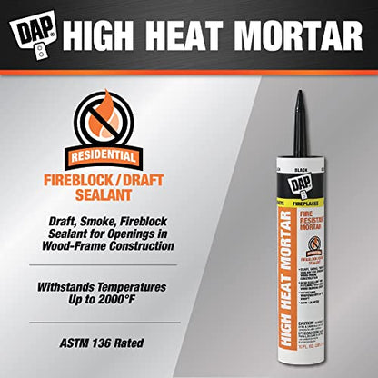 DAP High Heat Fire Resistant Mortar, 10 Oz, Black (7079818854) - size: 10 oz