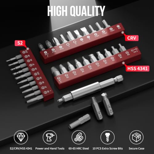 STREBITO 32PCS Damaged Screw Extractor Set, Stripped Screw Extractor(Red) - color: Red
