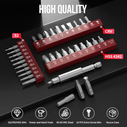 STREBITO 32PCS Damaged Screw Extractor Set, Stripped Screw Extractor(Red) - color: Red
