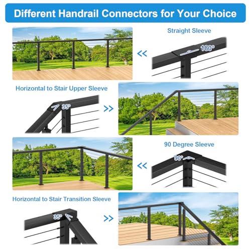 Aluminum Cable Railing Handrail Connector, Straight Sleeve - size: Straight Sleeve