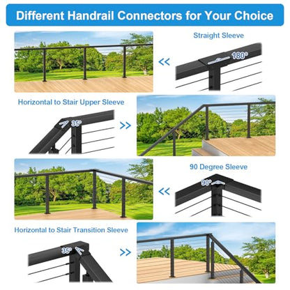 Aluminum Cable Railing Handrail Connector, Straight Sleeve - size: Straight Sleeve