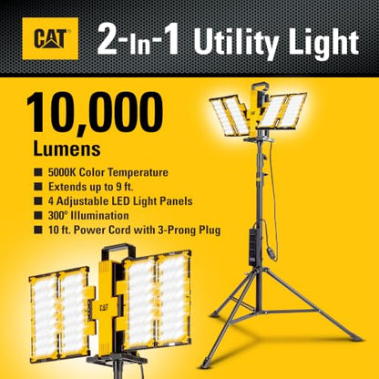 CAT 10000 Lumen 4-Panel LED Work Light with Tripod Stand - 980886CWT