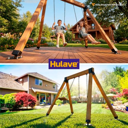 Hulave 2pcs A-Frame Swing Set Brackets, 201 Stainless Steel Swing Bracket Kit with Mounting Accessories(Black) - color: Black, size: 2 A-Frame Swing Set Brackets