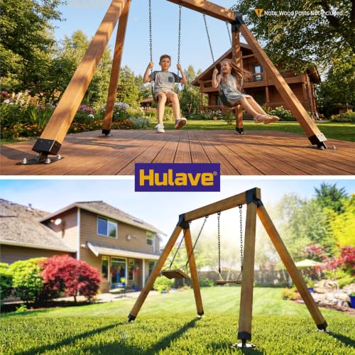 Hulave 2pcs A-Frame Swing Set Brackets, 201 Stainless Steel Swing Bracket Kit with Mounting Accessories(Black) - color: Black, size: 2 A-Frame Swing Set Brackets