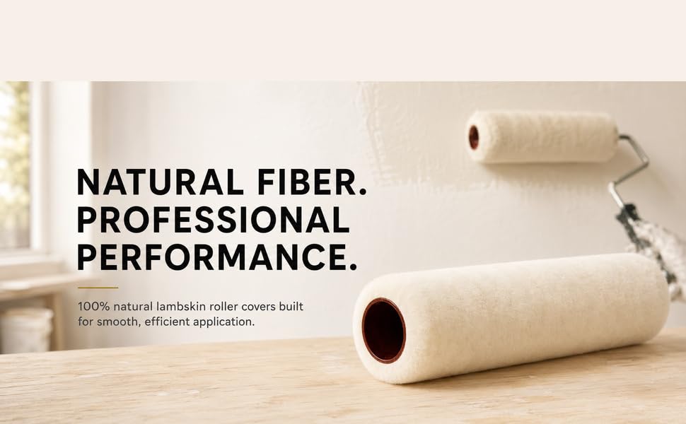 Tru-Lamb 9" Lambskin Paint Roller Covers – 100% Natural Lambswool Professional Roller for Oil & Latex Paint, Stain, Varnish & Sealers – Smooth Professional Finish (9 x 1" - 1 Pack)