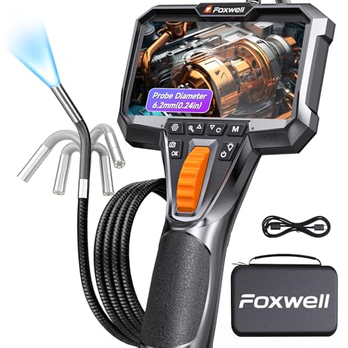 FOXWELL 2-Way 220° Articulating Borescope Camera with Light, 1080P FHD - size: 1 Lens