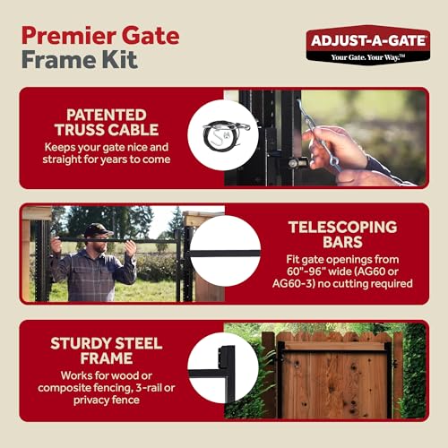 Adjust-A-Gate Wide Gate Frame Kit, Black, 60-96 in, 47 in Tall, 2-Pack - size: 60"-96" wide openings, 5'-6' high
