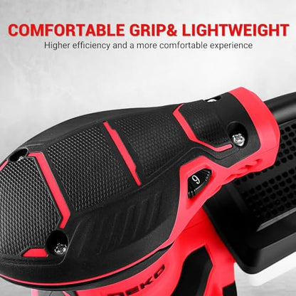 DEKOPRO Electric Sander with 16 Sandpapers, 14000RPM, 5-Inch, High Performance Dust Collection - For Woodworking