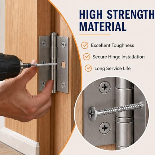 120 Pack #9 Long Satin Nickel Wood Screws Door Hinge Screws, 3 Inch