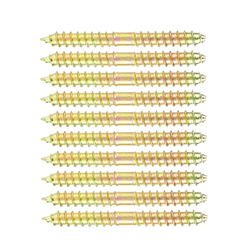 Double Ended Self-Tapping Dowel Screws, 10 Pack 60mm Zinc Plated Wood Screws for Furniture, Woodworking Joint Connector Bolts
