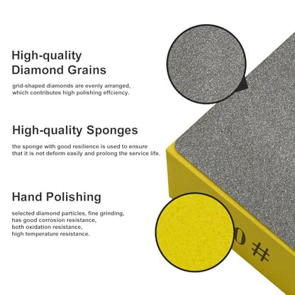 4pcs Diamond Hand Polishing Pads, Diamond Sanding Pads 60#,100#,200#,400# for Ceramic Tile Glass Grinding,Plane Sanding Blocks Polishing - size: 4PCS-60#-100#-200#-400#-Plane