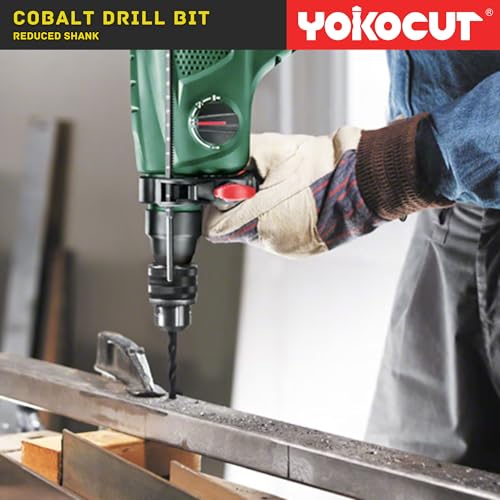 7/16 Inch Cobalt Drill Bit | Reduced Shank High Speed Steel | Drill Bit for Stainless Steel and Hardened Metal | HSS M35 Titanium Aluminum Nitride Coating with 1/2" Shank - size: 7/16 Inch