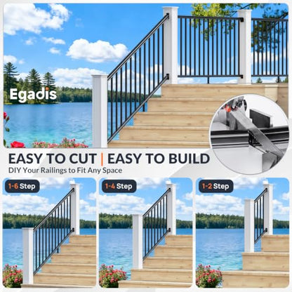 Egadis 2 Pack 42 in x 6 ft Modular Aluminum Stair Railing Kit Without Post - color: Stair 6ft - 2 Panel