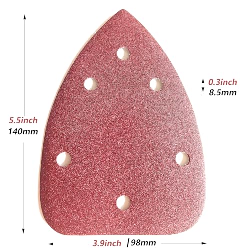 100 PCS Mouse Detail Sander Sandpaper 6 Holes, 80 Grit Hook and Loop Detail Sandpaper Aluminum 0xide Mouse Sanding Pads Triangular Sanding Sheets for Detail Mouse Sander - size: 6 Holes-80 Grit