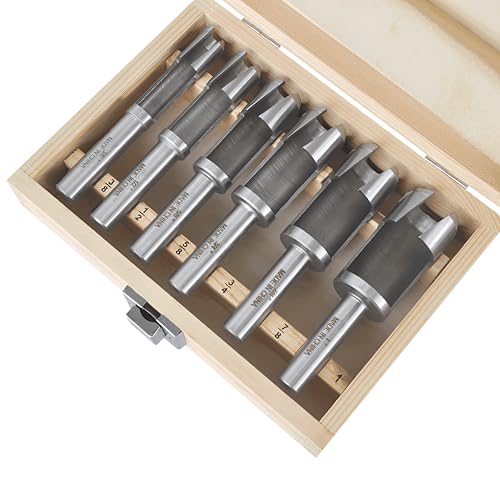 Industrial H7693 - Deep Plug Cutter 6 Pc. Set for Woodworking with Storage Wooden Box