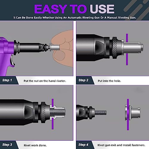 Swpeet 100Pcs Carbon Steel Rivet Nuts Kit, Metric M5 Rivnuts Nut Sert Kits, Black Zinc Plated Carbon Steel Rivet Nut Inserts Nutserts Kit, Flat Head Threaded Insert Nut Assort - size: M5