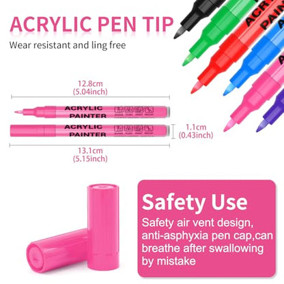 Pink Acrylic Paint Pens 6 Pcs Permanent Marker Pens Extra Fine - color: Pink
