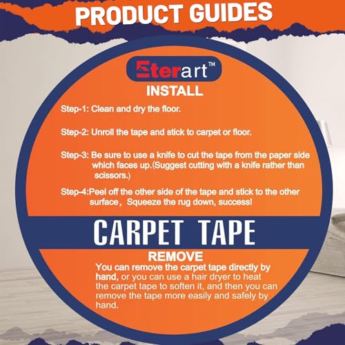 ETERART Double Sided Carpet Tape, No-Residue for Hardwood Floors, 2" x10Yds