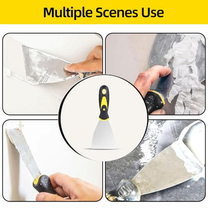 6Pcs Putty Knife Set, 1" 2" 3" 4" 5" 6" Scraper, Spackle Knife, Paint Scraper, Stainless Steel No Rusting, For Repairing Drywall, Removing Wallpaper, Mud, Plaster, Applying Putty, Cement