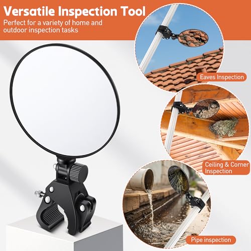 4.9" Large Expandable Inspection Mirror, 180°Tilt & 360°Rotate for Roof
