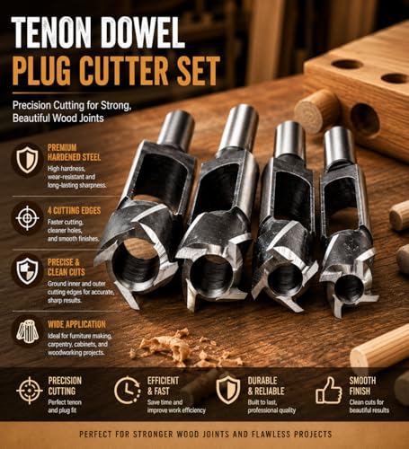 Wood Tenon Dowel Plug Cutter 1-3/4 Inch Tenon Cutter Plug Maker Woodworking Drill Bit - size: 1-3/4"