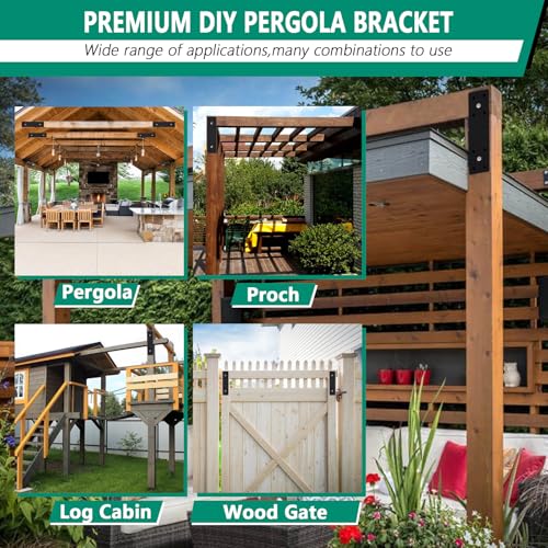 Pergola Flat Brackets 10" x 3",I-Shape Straight Joining Brackets for 4 x 4 or 6 x 6 Lumber,Heavy Duty Mending Plate for Gazebo,Porch,Truss Framing,Log Cabins - 2Pack - size: I-Shape