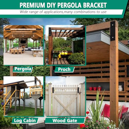 Pergola Flat Brackets 10" x 3",I-Shape Straight Joining Brackets for 4 x 4 or 6 x 6 Lumber,Heavy Duty Mending Plate for Gazebo,Porch,Truss Framing,Log Cabins - 2Pack - size: I-Shape