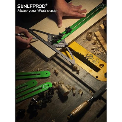 Stair Tread Template Tool - Dual Solid Nut Locking Stair Tread Tool Jig - color: Green-Gray