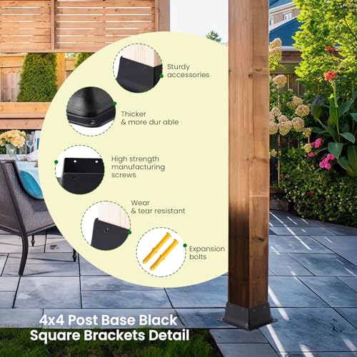 4x4 Post Base 4Pcs Wood Fence Post Bracket Anchor Base Brackets Deck Post Base for Pergola Railing Mailbox Deck (Inner Size 3.6x3.6)
