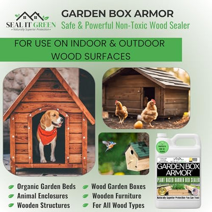 Seal It Green Cedar Garden Box Sealer-Plant Based, Non-Toxic and Non-Leaching Garden Bed Wood Sealer. Helps Protect Cedar & All Wood Types Used for Raised Bed Gardens. Zero Toxic Chemicals