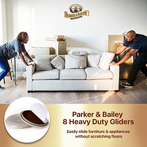 PARKER & BAILEY Furniture Gliders - 8 Gliders Sliders / Bumpers to Protect Floors & Furniture. Easily slide Furniture or Appliances on Hardwood Floors, Laminate Wood or Carpet - size: Set of 8