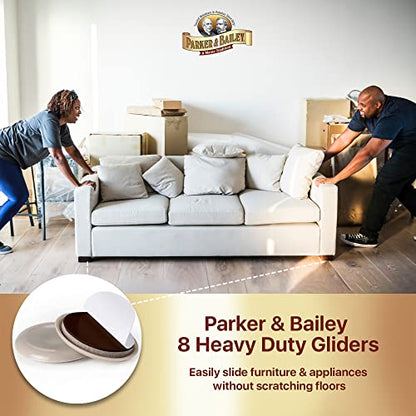 PARKER & BAILEY Furniture Gliders - 8 Gliders Sliders / Bumpers to Protect Floors & Furniture. Easily slide Furniture or Appliances on Hardwood Floors, Laminate Wood or Carpet - size: Set of 8