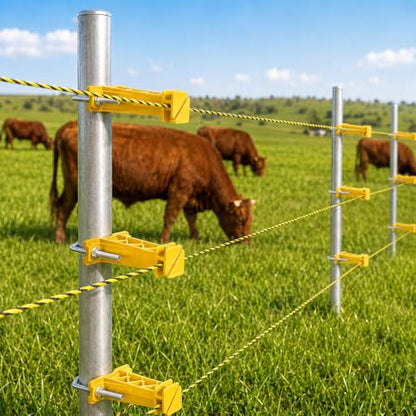 Tondiamo 48 Pcs Tube Post Insulator, Electric Chain Link Fence T Post Extender Insulators for Square Round Pipe Tubing Wire Vinyl Picket Fence (Yellow) - style: Yellow