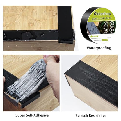 Joist Tape,1 5/8" x 50' Deck Joist Tape,Waterproof Seal Anti-Corrosion Butyl Tape,Flashing Tape for Deck, Joists, Beams Protection（10 Rolls） - style: 1 5/8"x 50'-10 Rolls