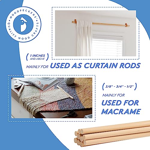 Dowel Rods Wood Sticks Wooden Dowel Rods 3/16 x 24 Inch Unfinished Hardwood Sticks for Crafts and DIYers 100 Pieces by Woodpeckers - color: Pack of 100, size: 3/16" x 24" Dowels