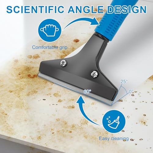 KeFanta Floor Scraper, 4" Wide Heavy Duty Razor Blade Scraper Tool, 45.7" - color: Long Handle Floor Scraper Blue