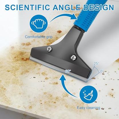 KeFanta Floor Scraper, 4" Wide Heavy Duty Razor Blade Scraper Tool, 45.7" - color: Long Handle Floor Scraper Blue