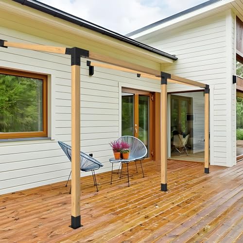 Heavy Duty 15°Slanted Roof Wall Mount 4x4 3PCS Pergola Bracket Kit - size: 4way-3pcs