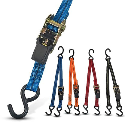 Cajun Tie Downs 3-Point Ratchet Tie Down Strap, Jet Ski, Sea Doo & Wave Runner Transom Straps, Vinyl S-Hooks, Made in USA, Blue, 12 ft - color: Blue, size: 12 Feet