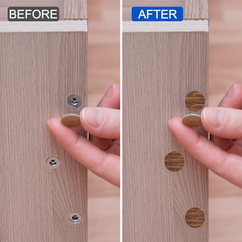 uxcell 7 Sheets/378PCS Self Adhesive Screw Hole Stickers, 2.1cm/0.83" PVC Screw Hole Covers Hole Stickers for Furniture Wood Cabinet Wall Desk Table Bookcase, Light Walnut - color: Light Walnut