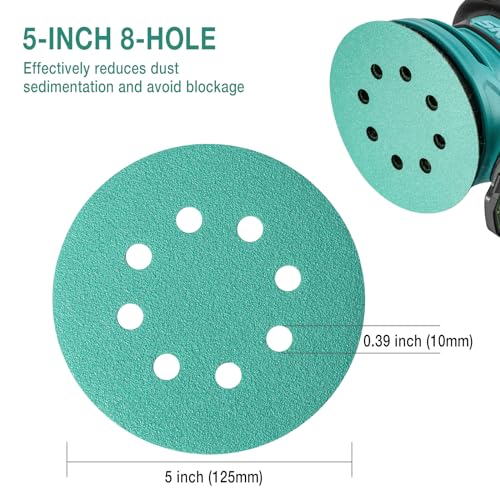 5-Inch 8-Hole Wet Dry Sanding Discs 1200 Grit Sandpaper, 50-Pack