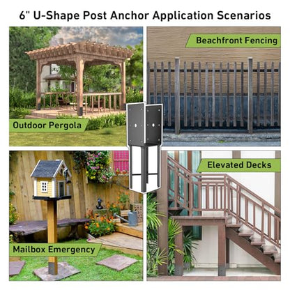 4x4 Fence Decking Post Anchors & Bases for Wet Concrete, 4 Pack
